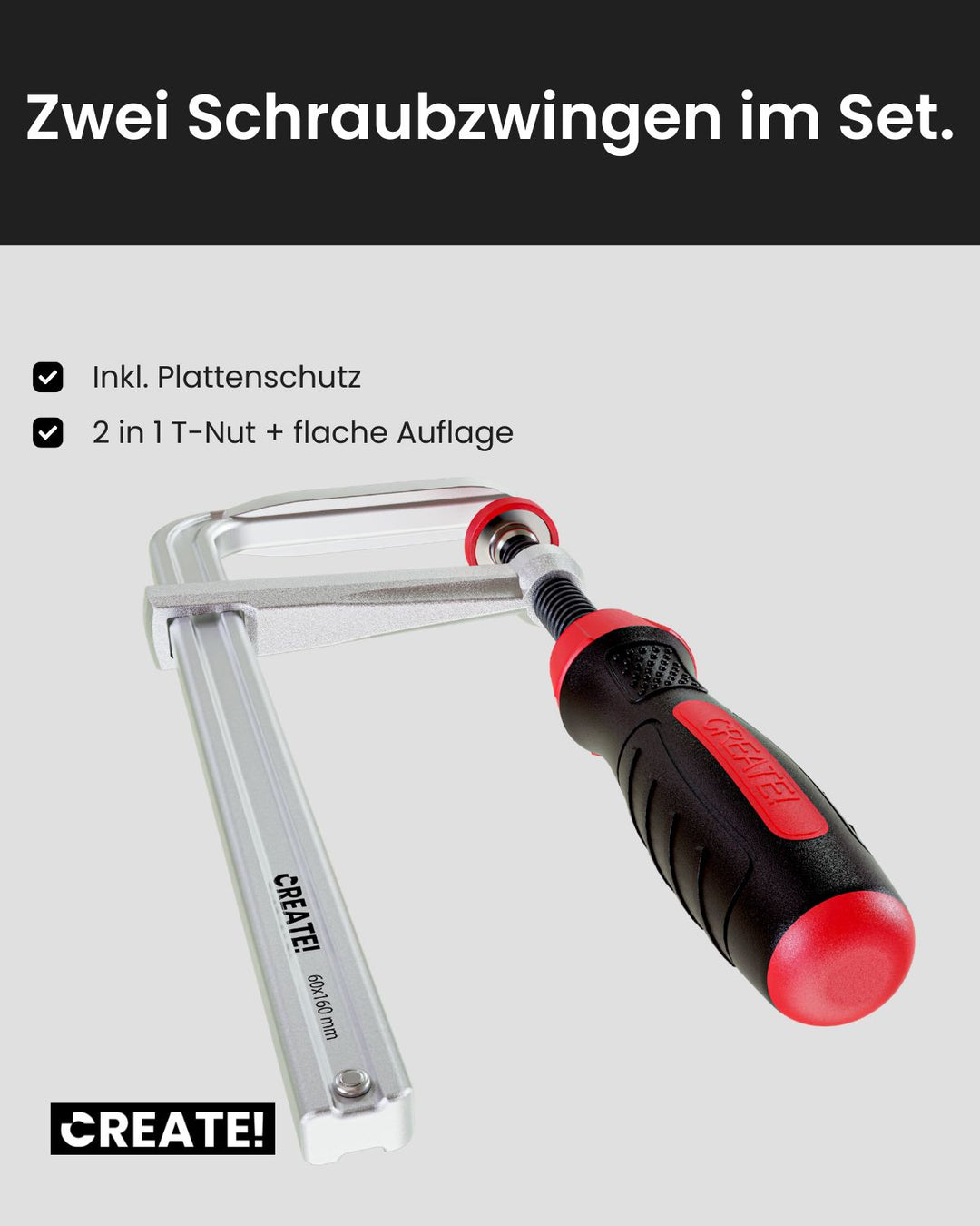 cFix-Classic - Schraubzwinge 2er-Set (T-Nut Zwinge)