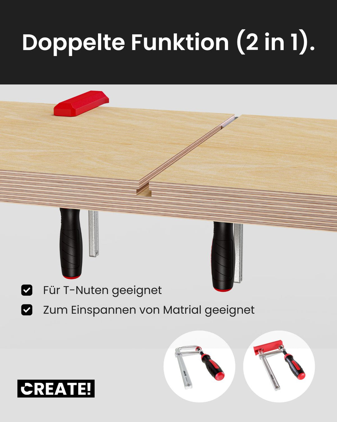 cFix-Classic - Schraubzwinge 2er-Set (T-Nut Zwinge)