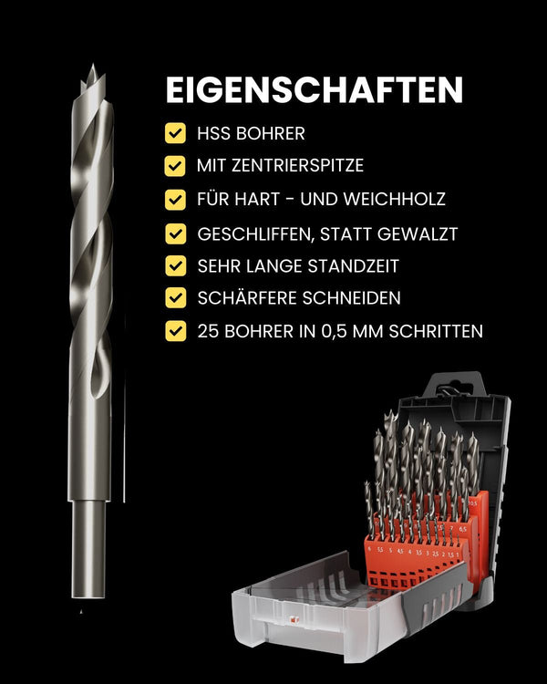 Holzbohrer Set 25-teilig — HSS Spiralbohrer 1-13mm - cDrill – Bild 2