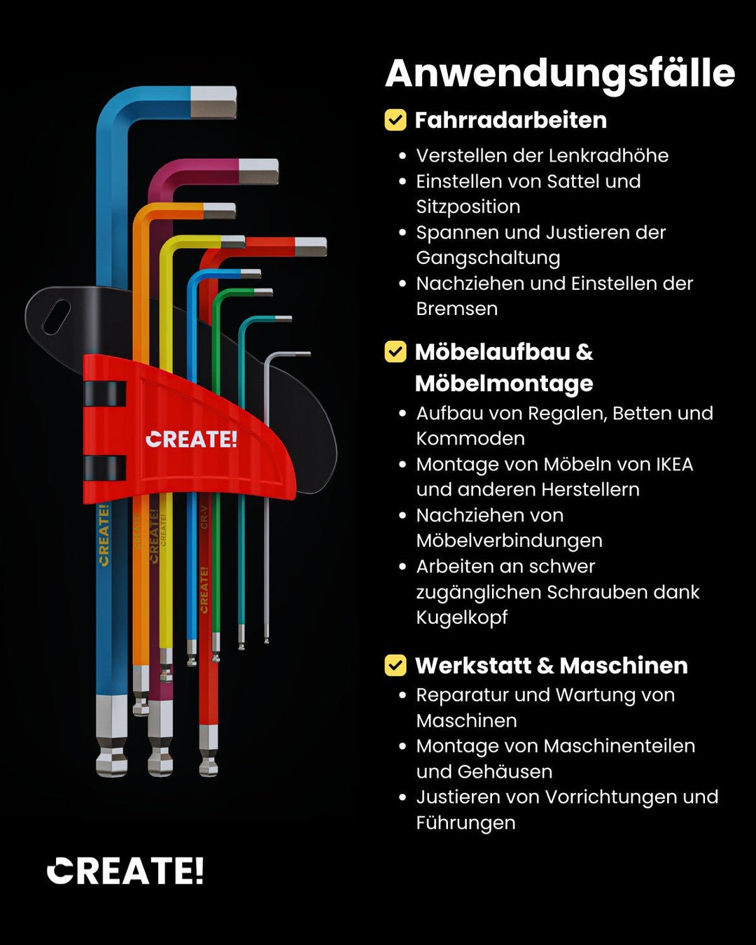 cKey - Innensechskantschlüssel Set mit Kugelkopf - CREATE!