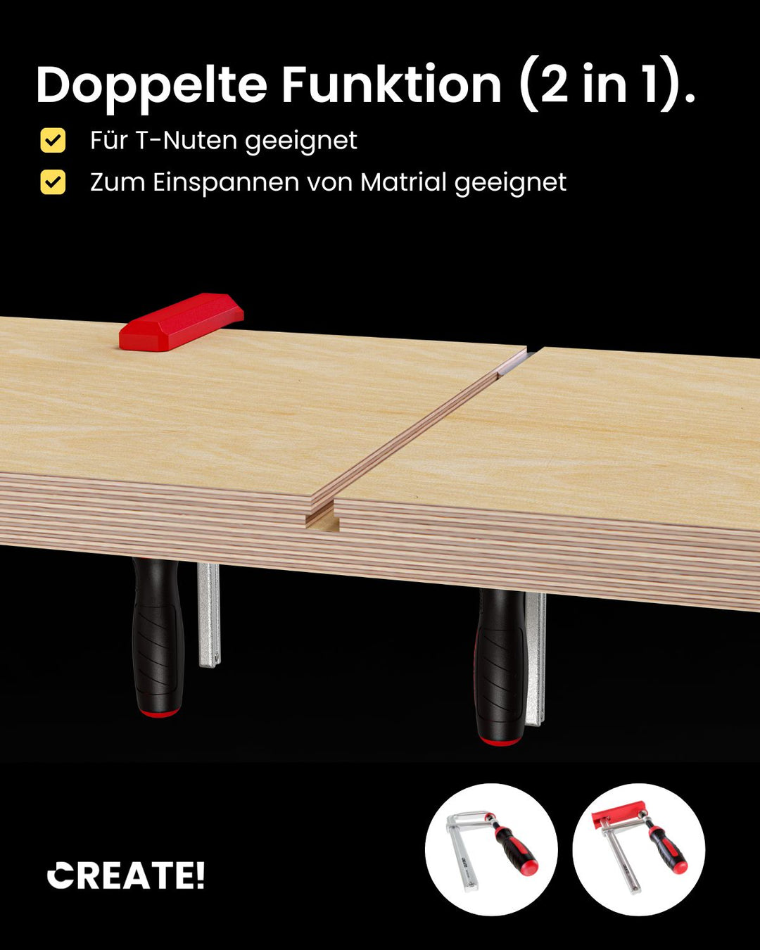 cFix-Classic - Schraubzwinge 2er-Set (T-Nut Zwinge)